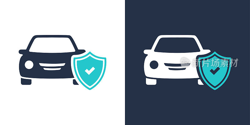 汽车保险图标。固体图标矢量插图。用于网站设计，logo, app，模板，ui等。